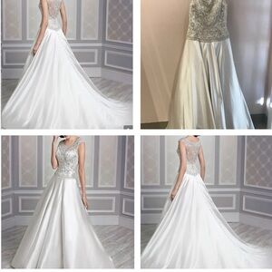 Elegant Silver and cafe Evening Gown sz14